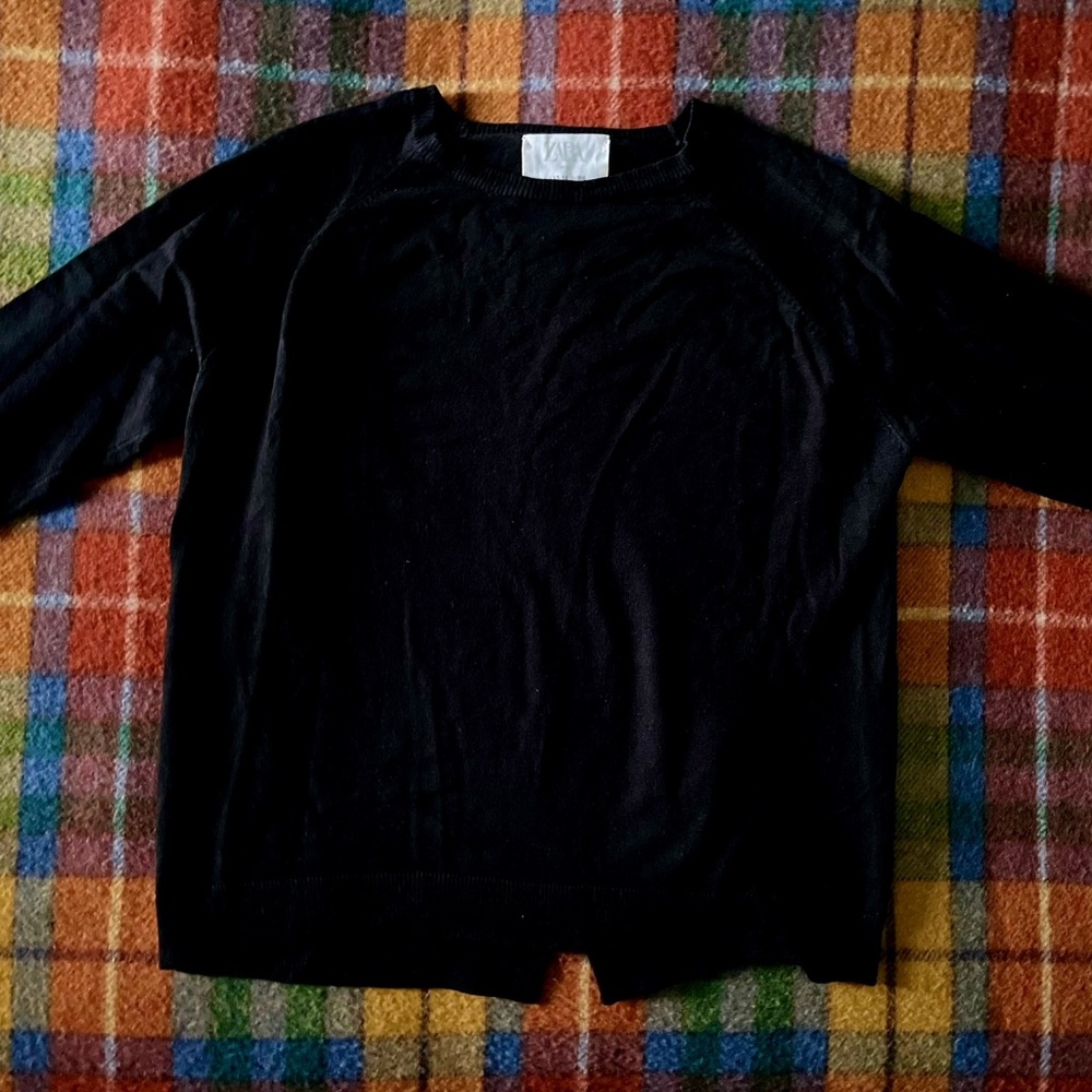 Zara Black Knit Pullover Crewneck Sweater